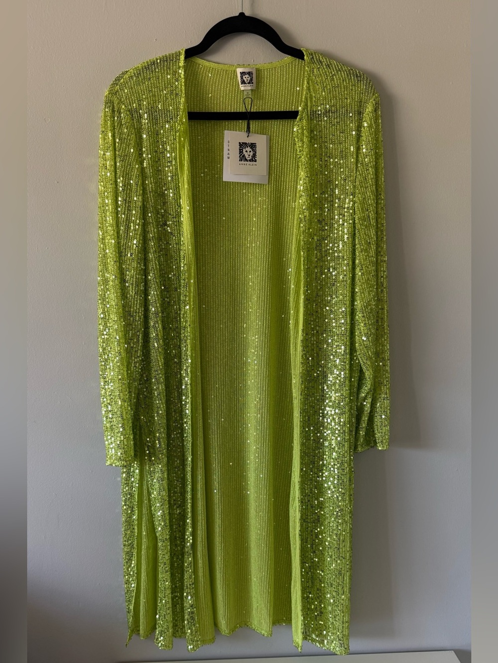 Anne Klein Neon Lime Sequin Cardigan